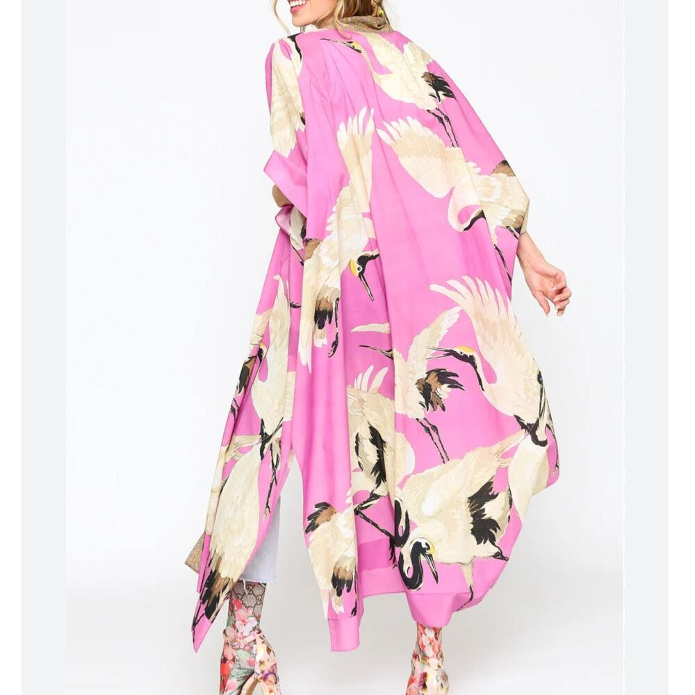 Aratta Cranes Of Heaven Rose Kimono